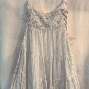 ECI NY  Midi Skirt white  Size 4 tie waist jeweled lined New lace up waist sides